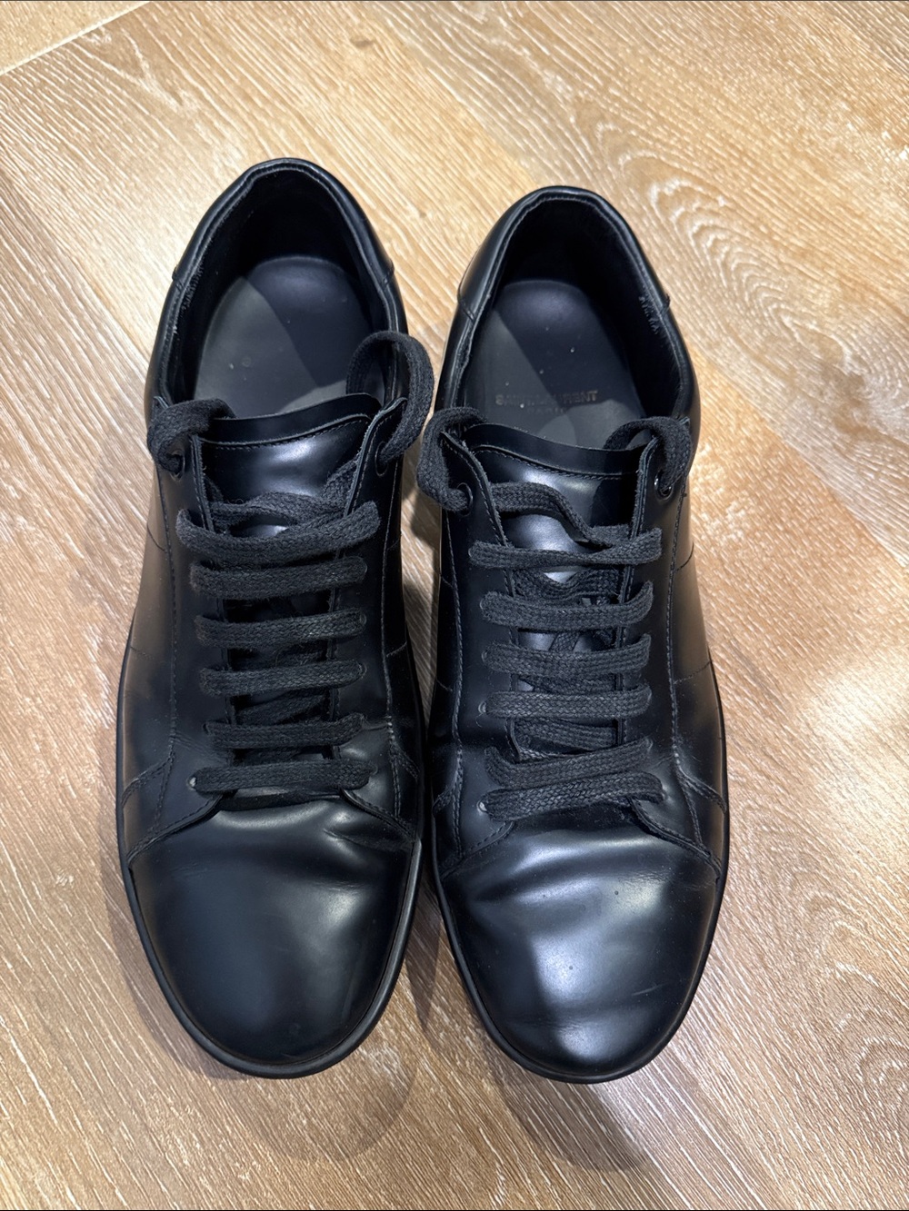 Saint Laurent Black Leather Low-Top Lace-Up Sneakers
